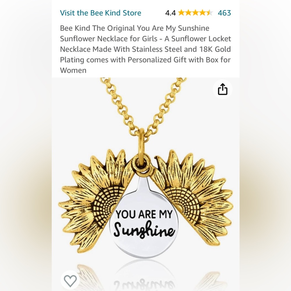 COPY - Brand new You are my sunshine sunflower necklace 18k gold plated